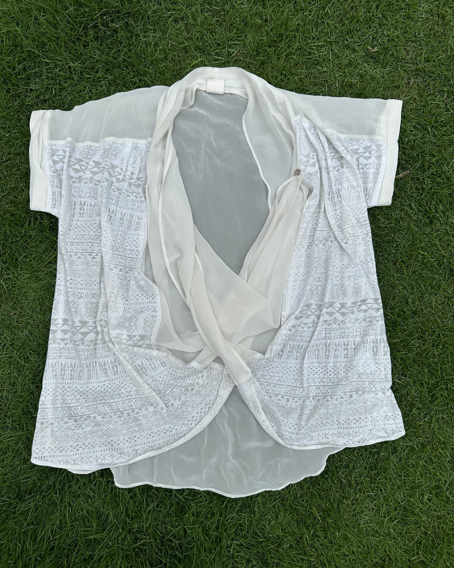 White sheer drape top