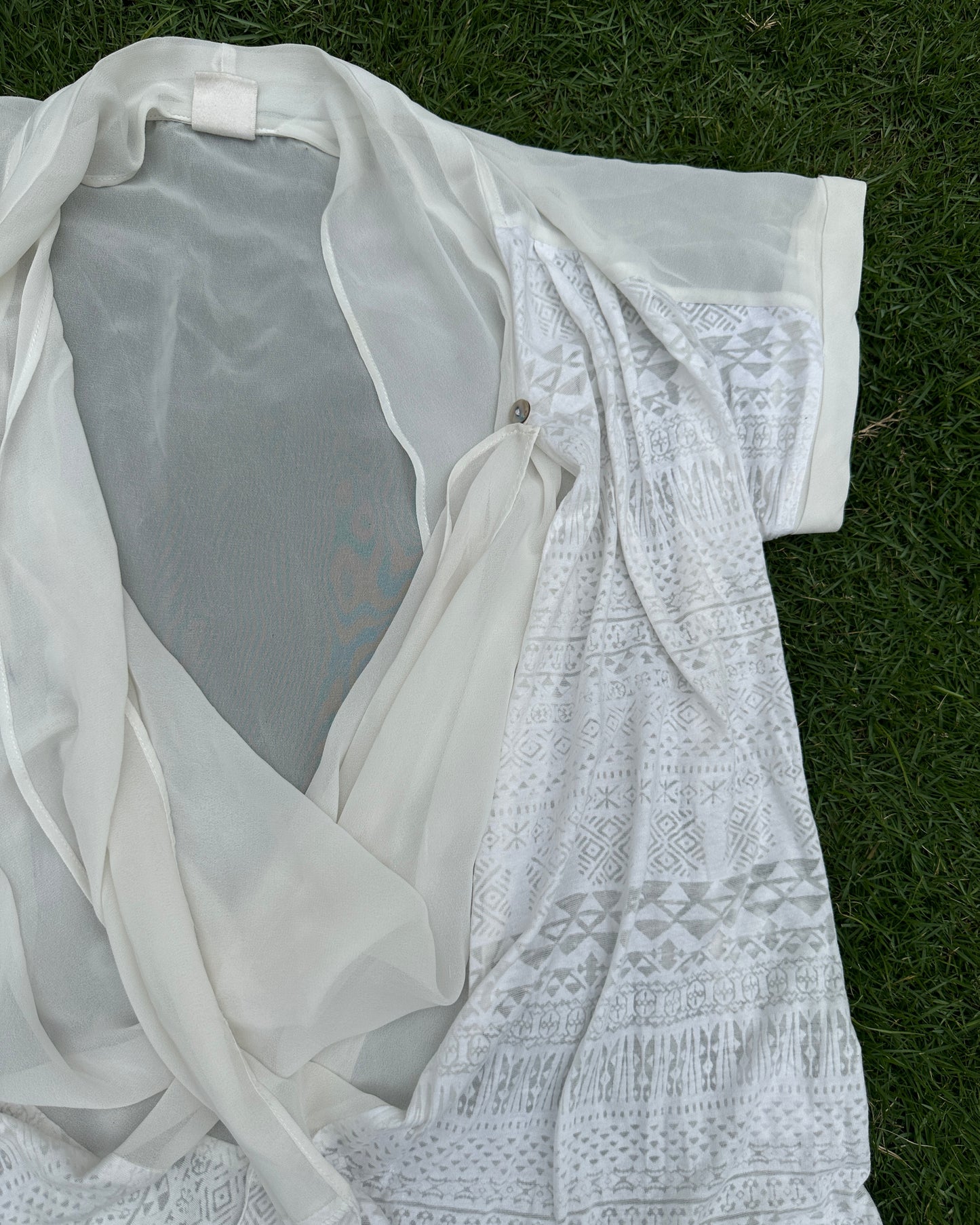 White sheer drape top