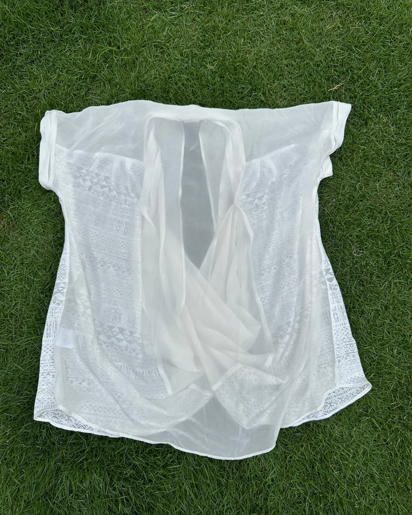 White sheer drape top