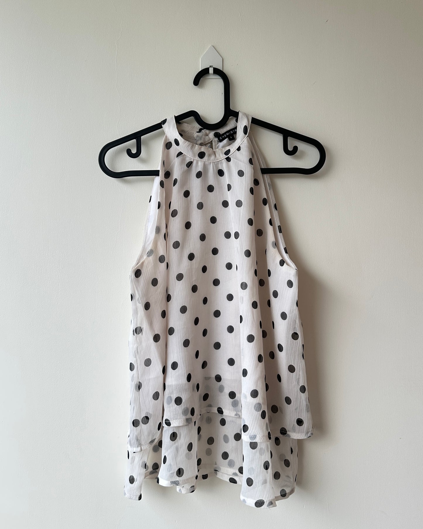 Off-white printed A-line polka dot blouse