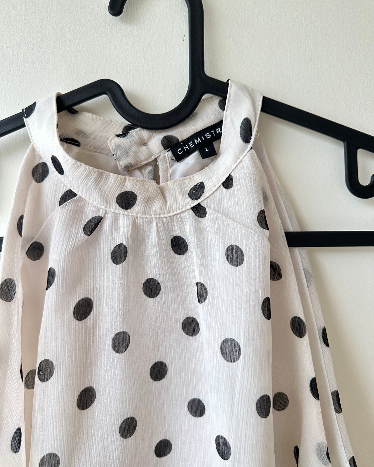 Off-white printed A-line polka dot blouse