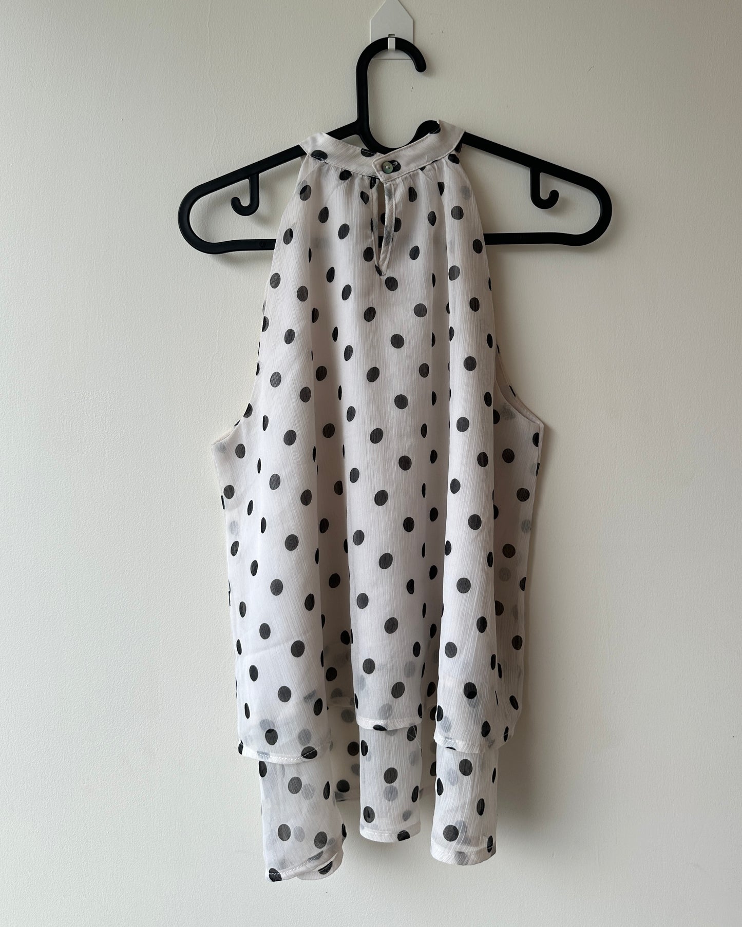 Off-white printed A-line polka dot blouse