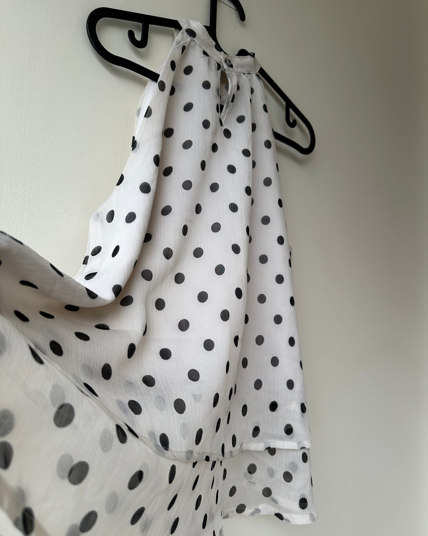 Off-white printed A-line polka dot blouse