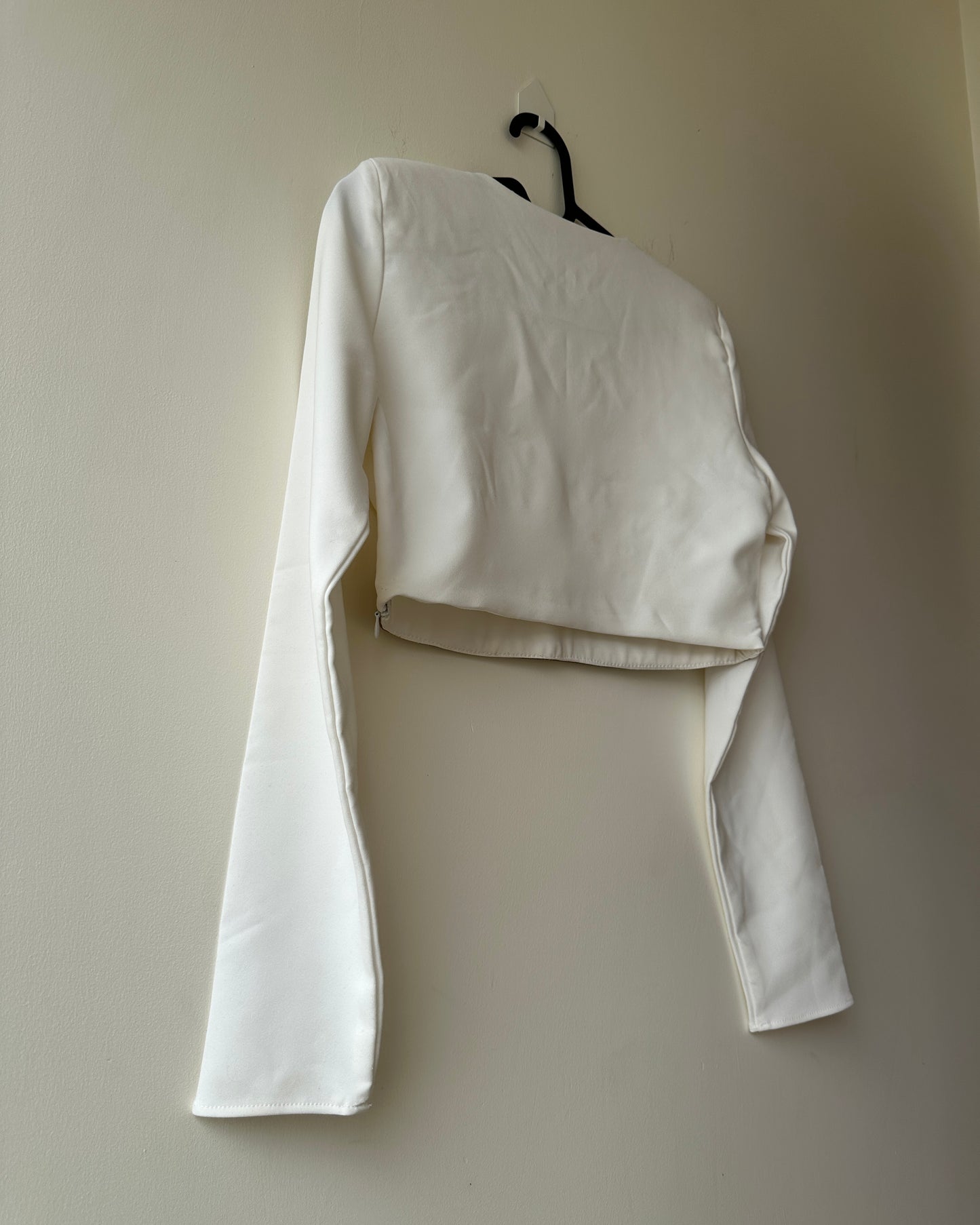 White crop top with rhinestone band