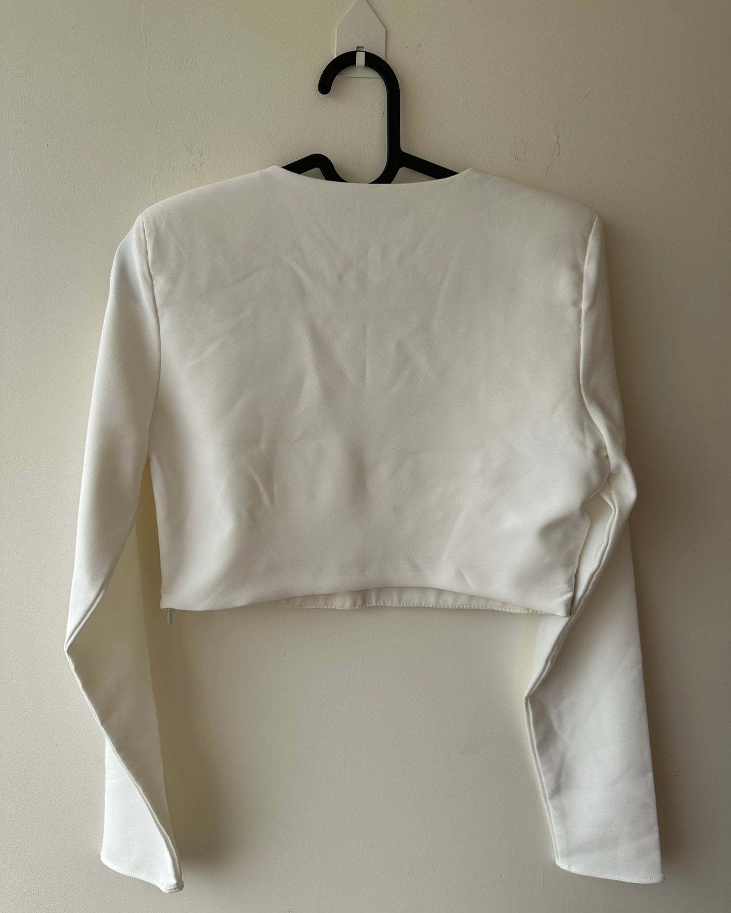 White crop top with rhinestone band