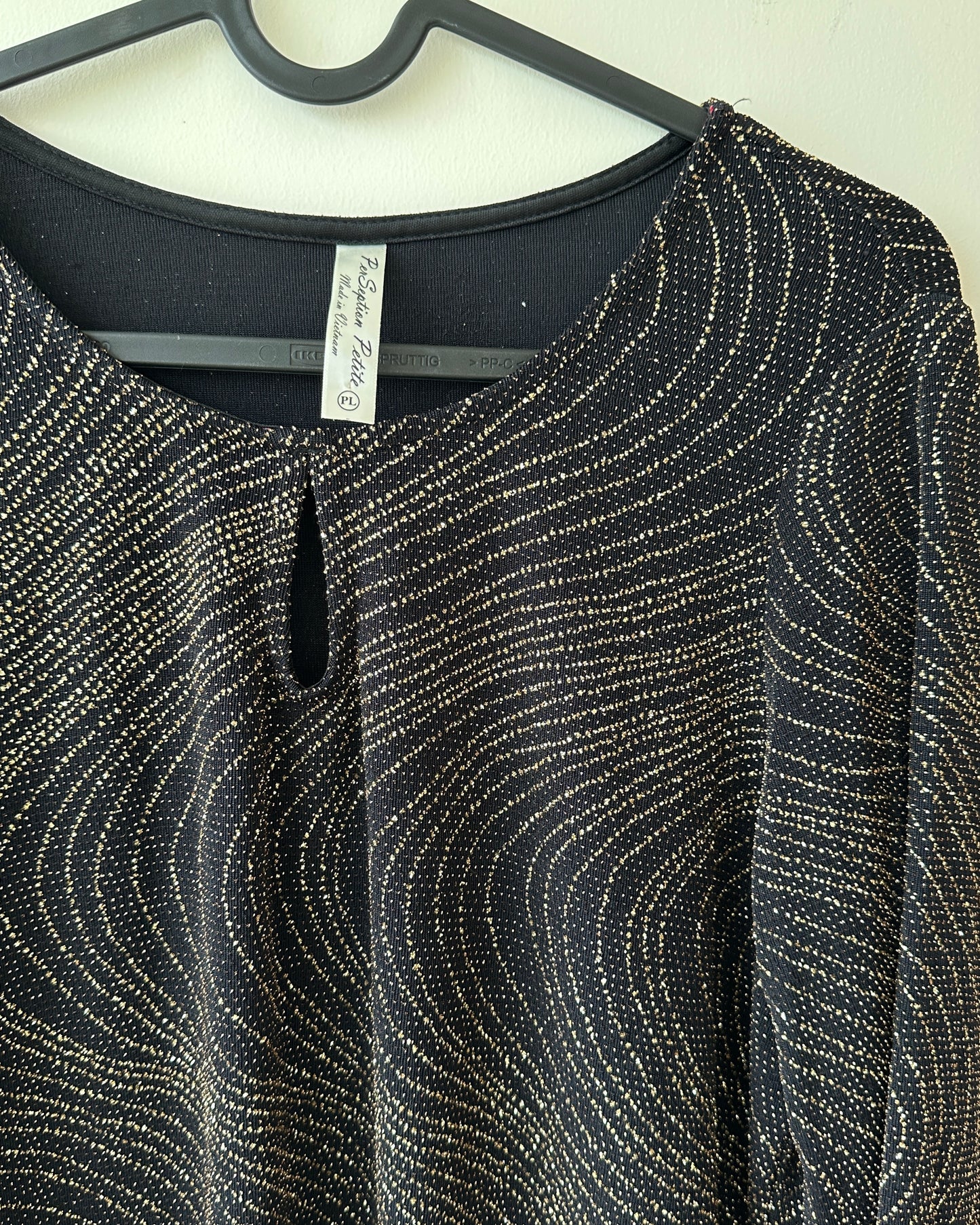 Black and gold shimmer top