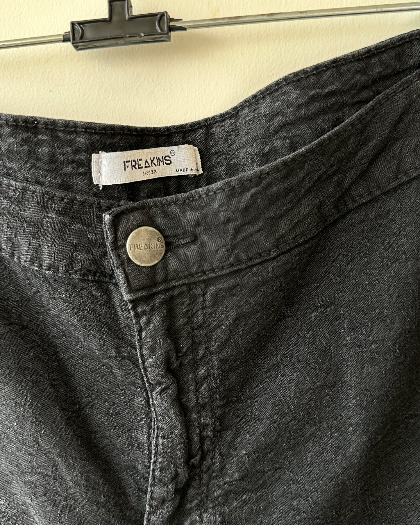 Black denim shorts