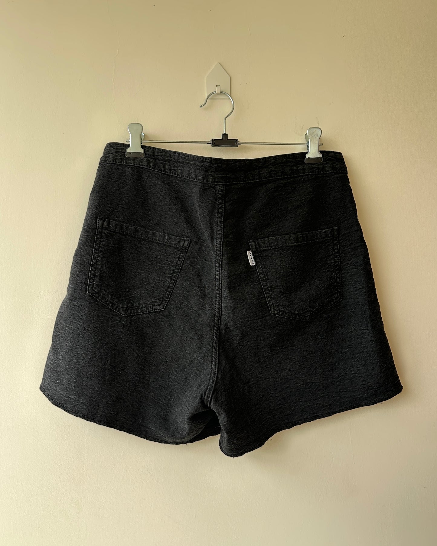 Black denim shorts