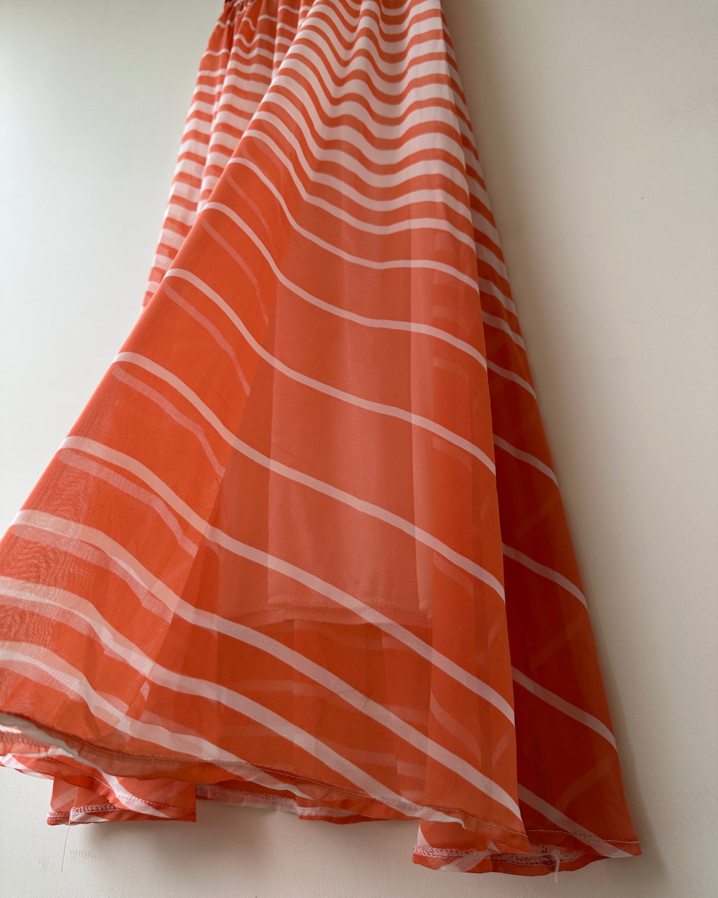 Orange and white striped maxi skirt
