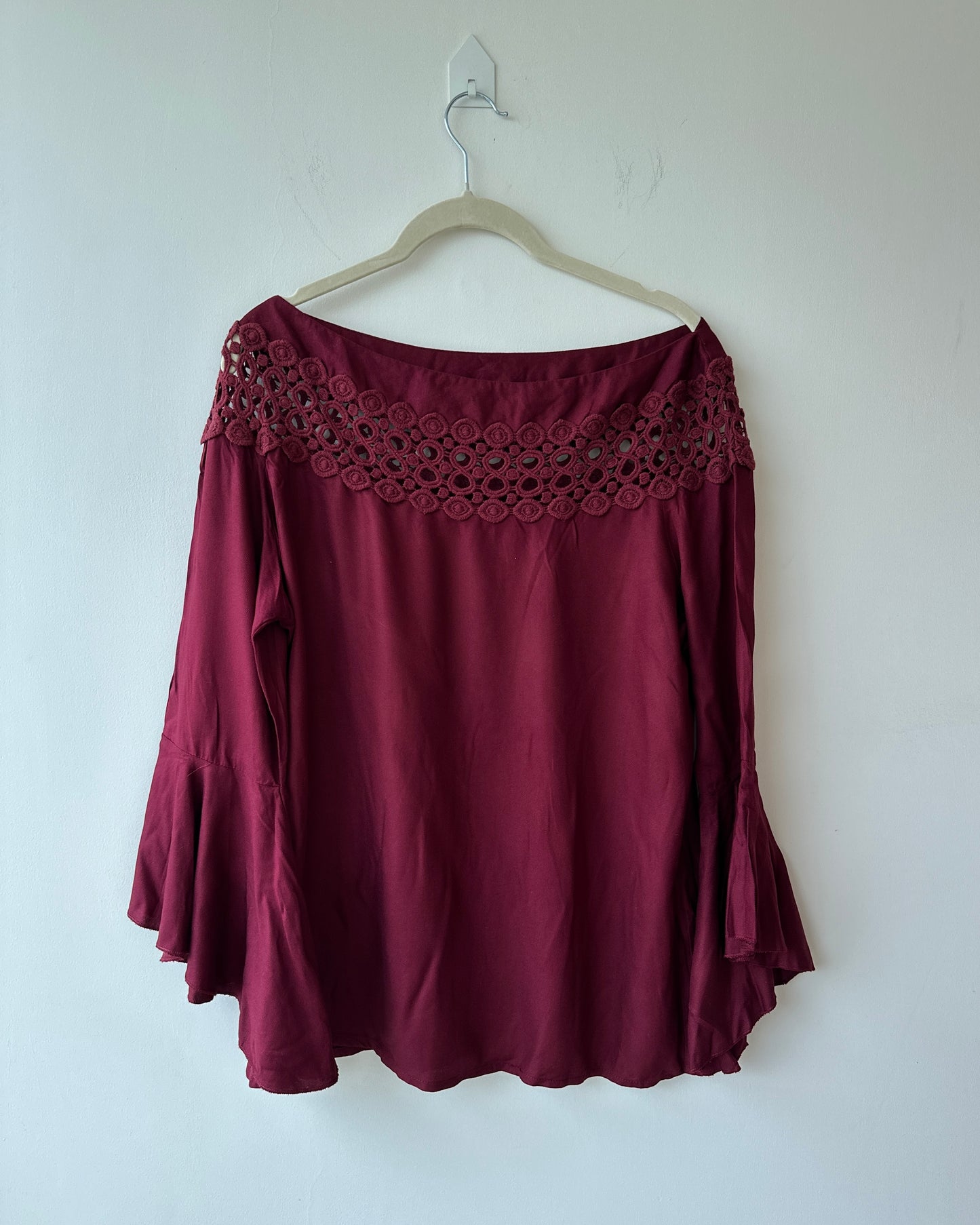 Maroon top with bell sleeves