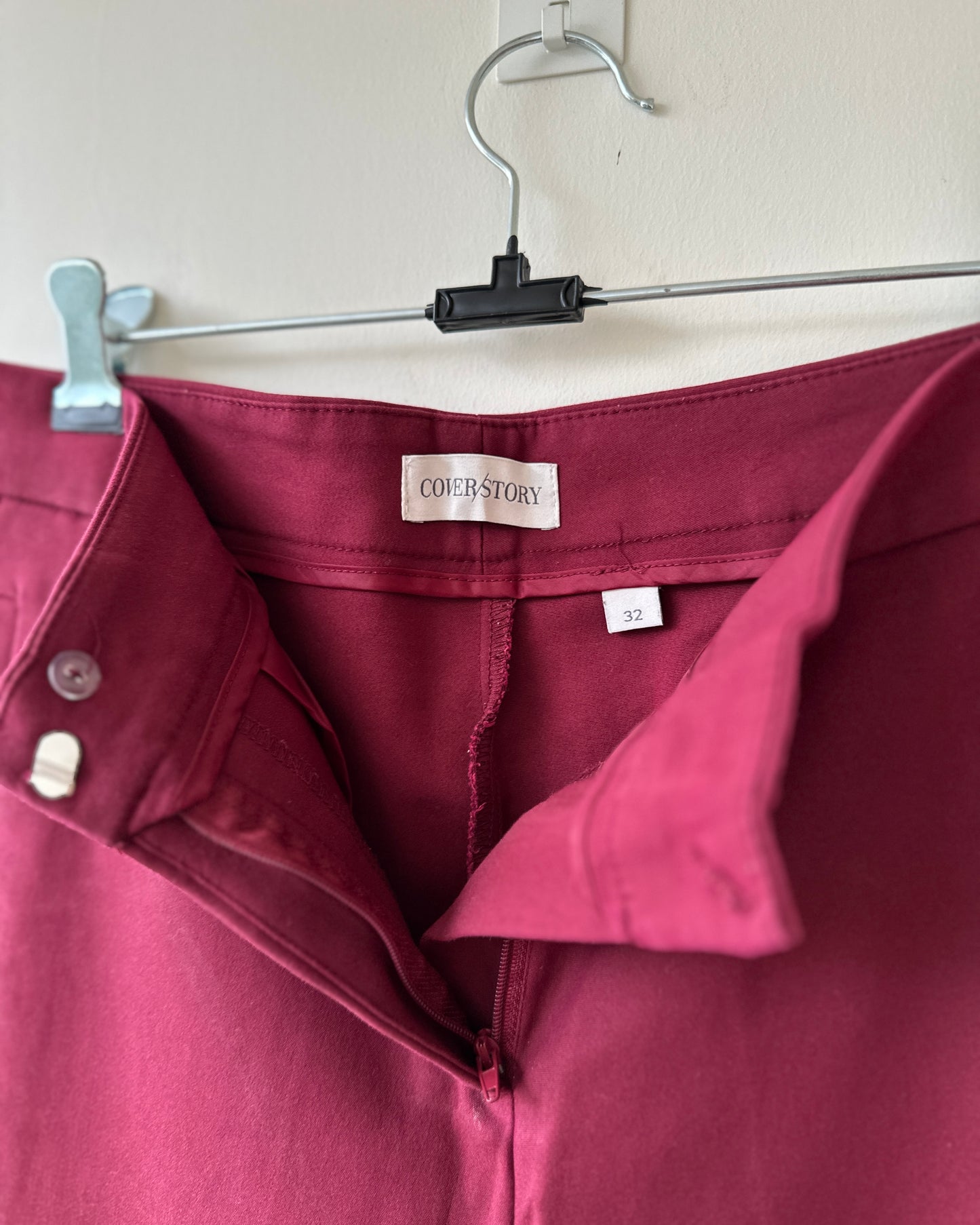 Deep red mid-rise formal trousers