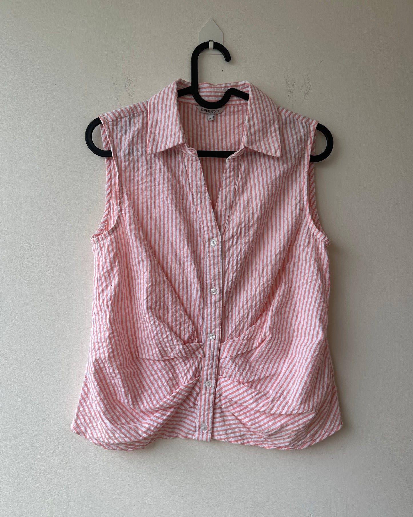 White striped button down crop top
