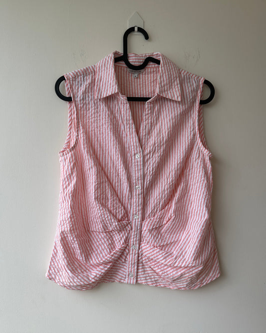 White striped button down crop top