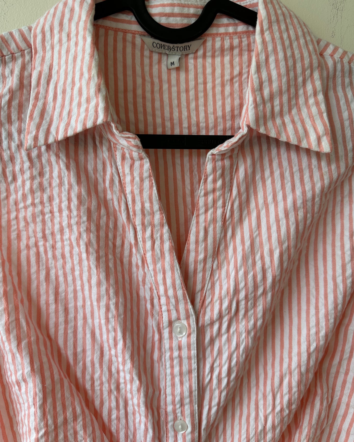 White striped button down crop top