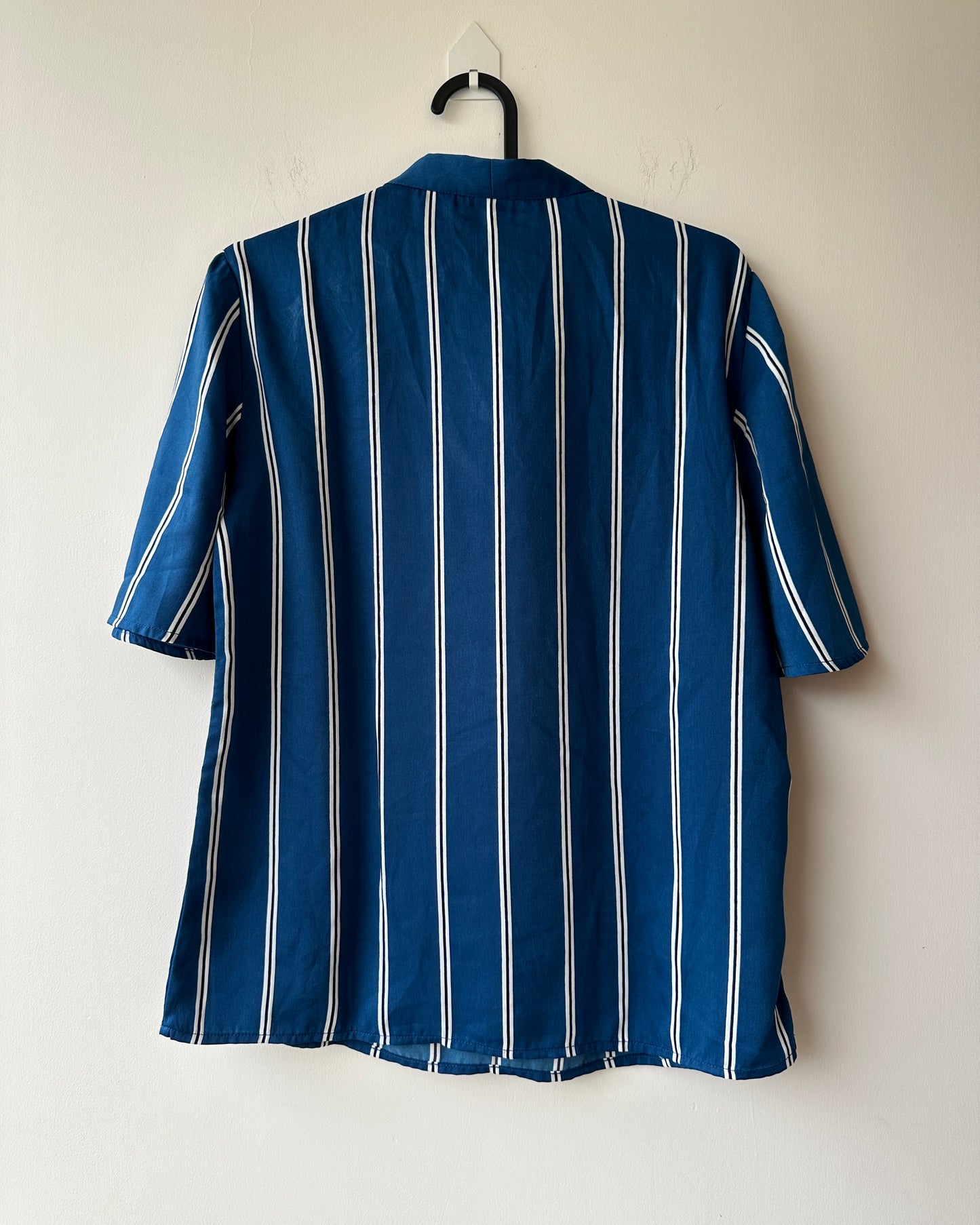 Blue striped formal shirt with bow