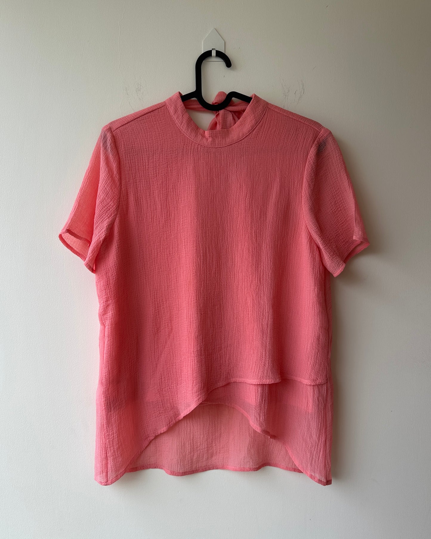 Coral pink high neck top