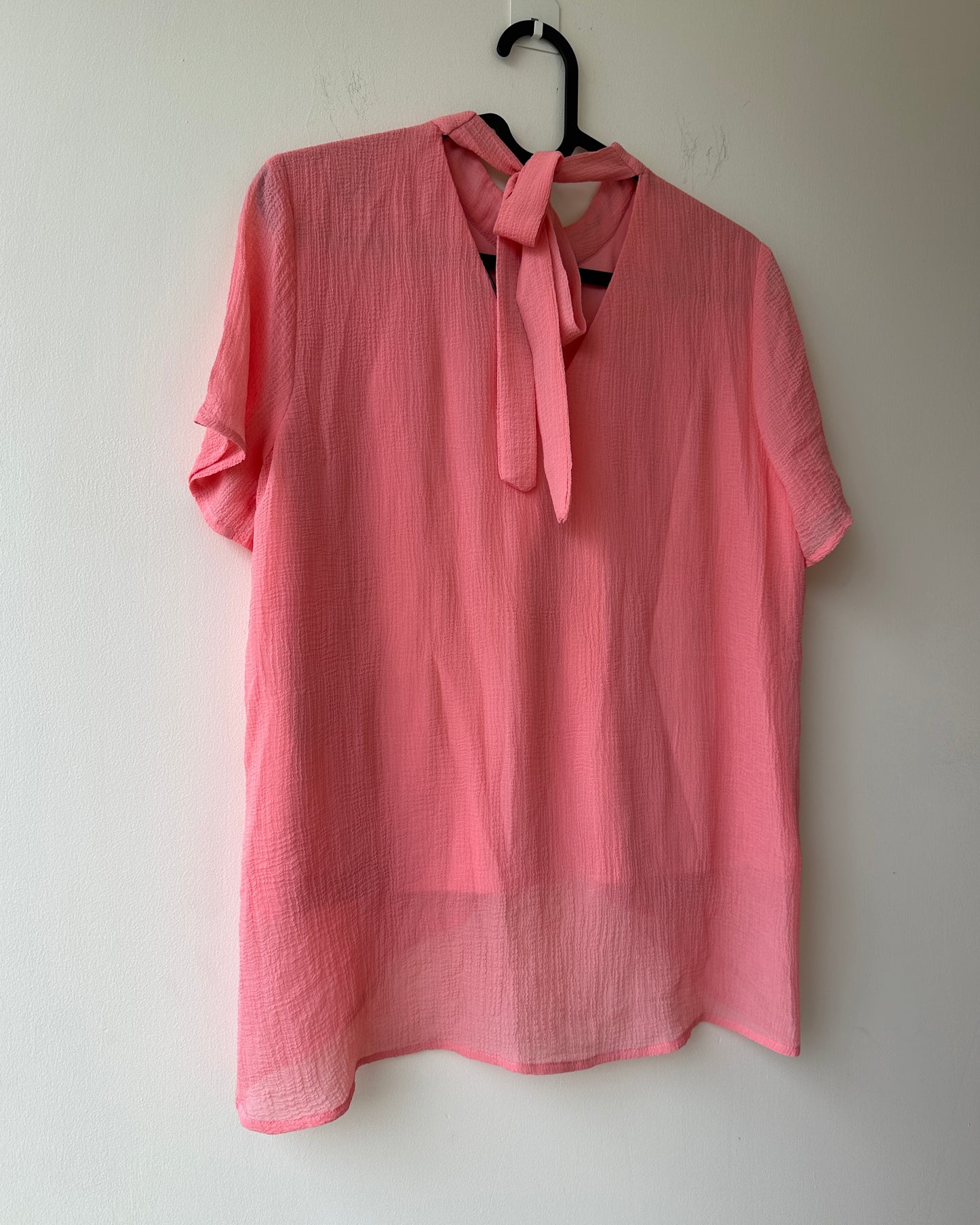 Coral pink high neck top