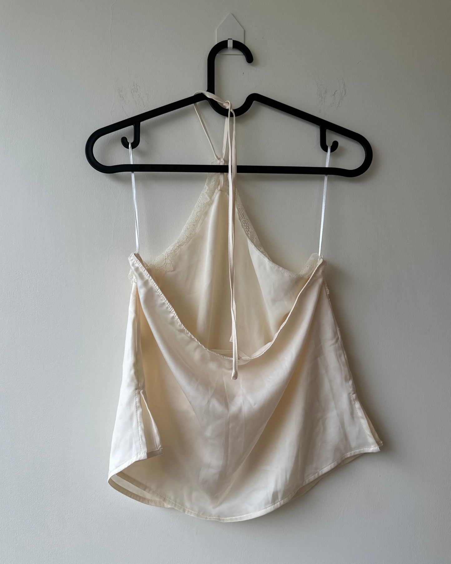 Beige halterneck satin top