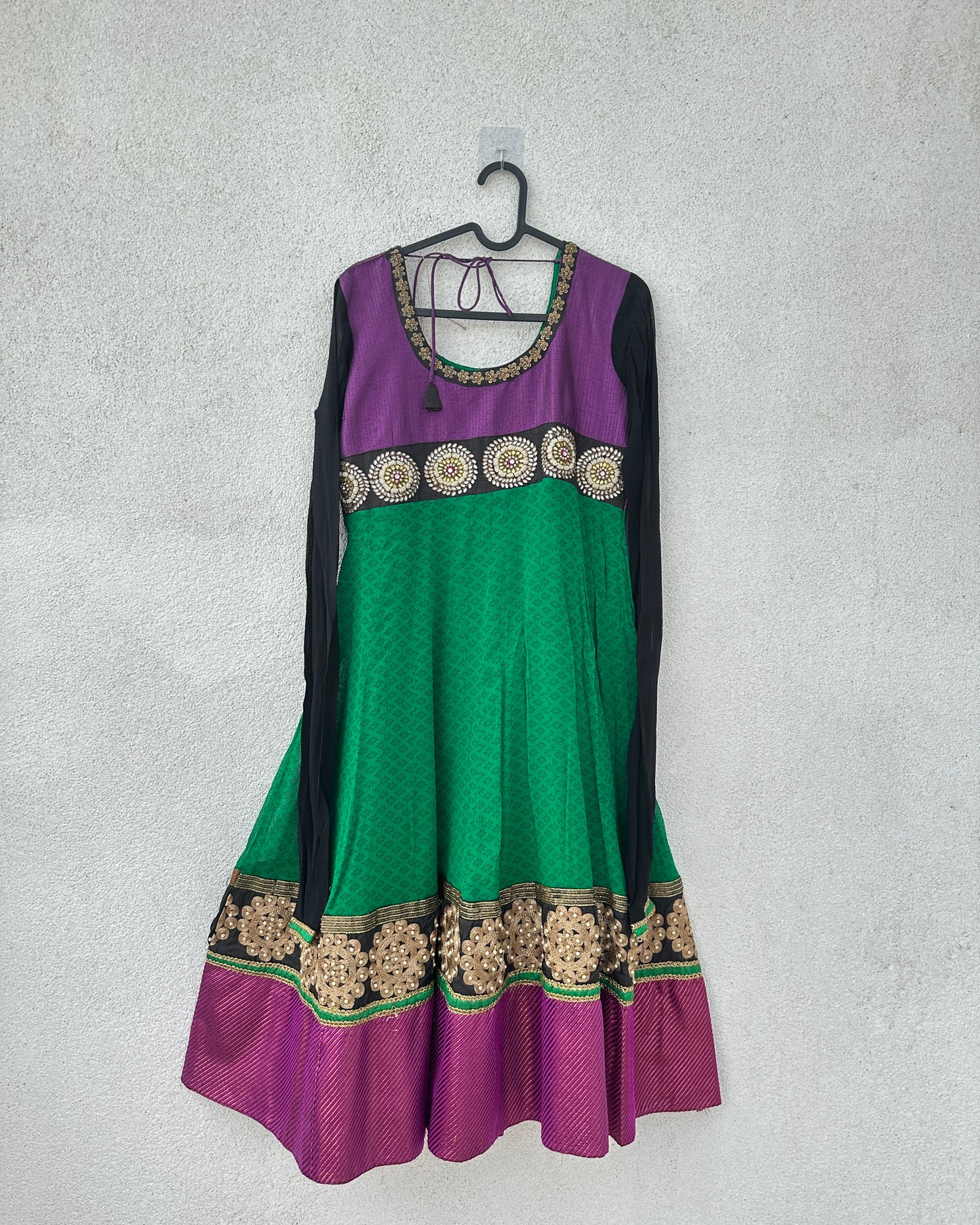 Green and purple anarkali with shawl (2 pcs)