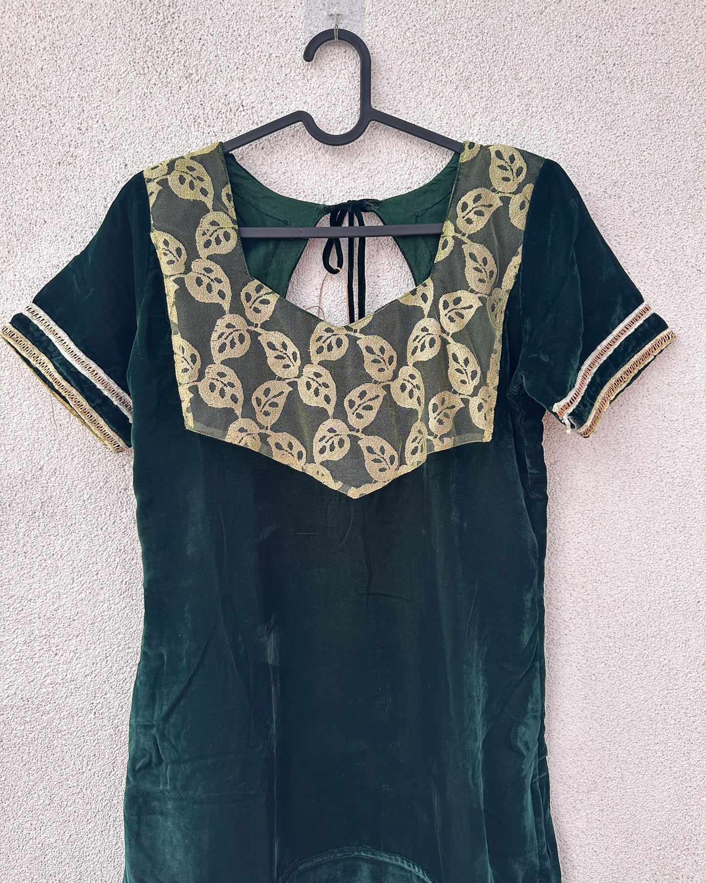 Green velvet kurta