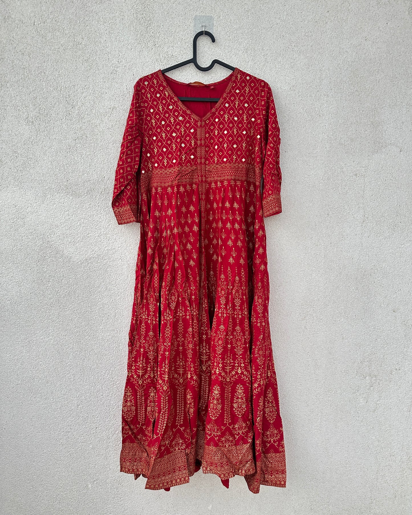 Red foil print kurta