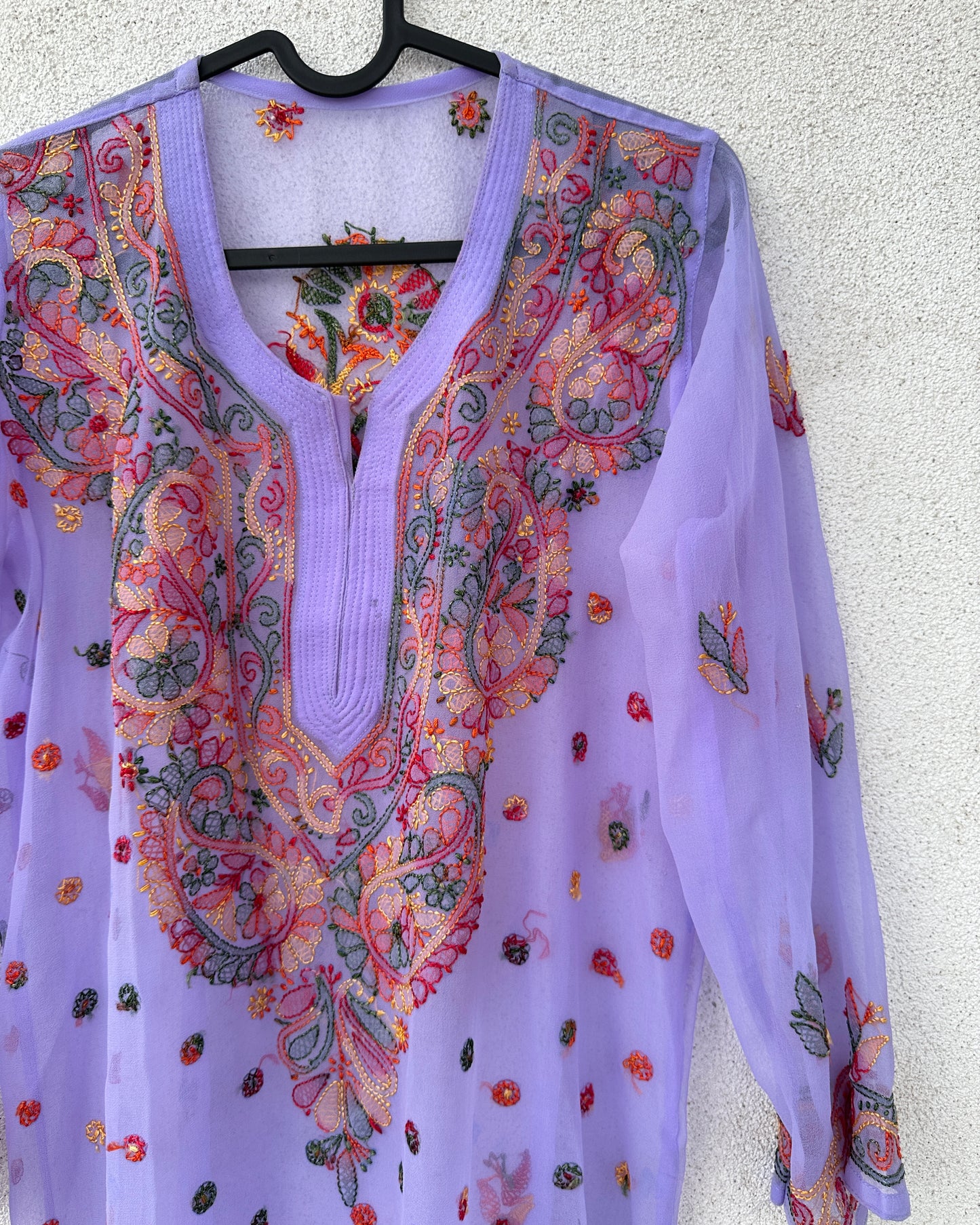 Violet georgette chikankari kurta