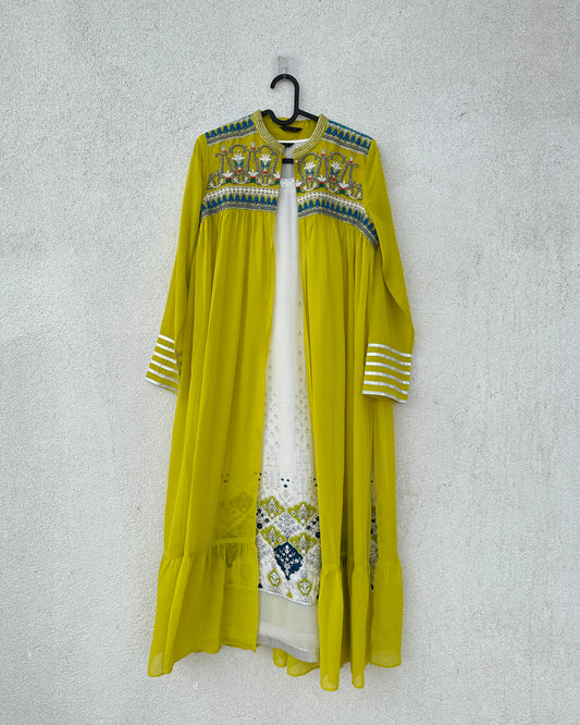 White and green kurta