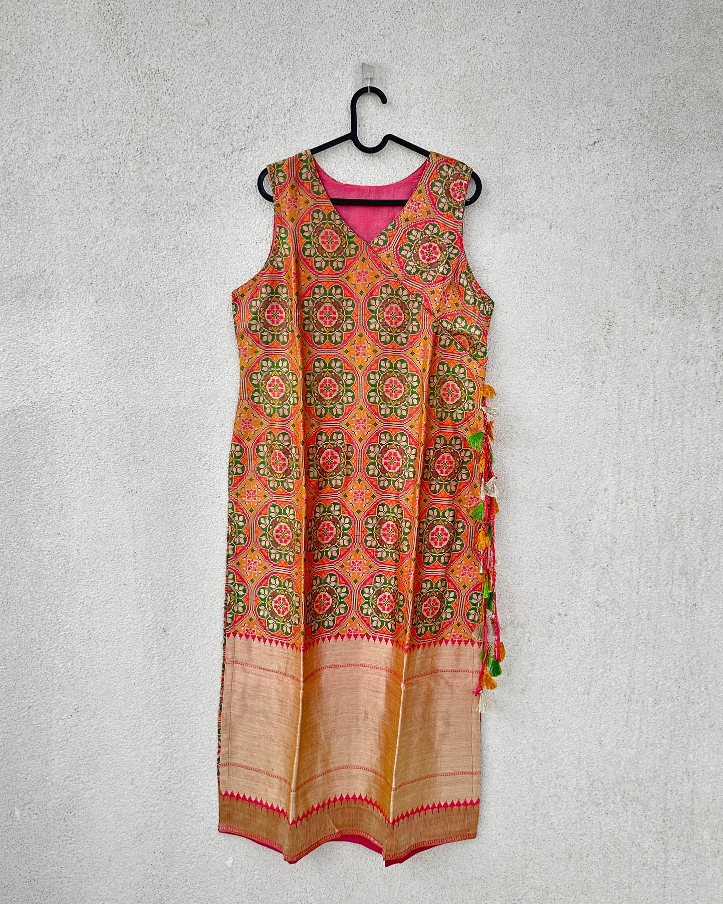 Pink silk kurta