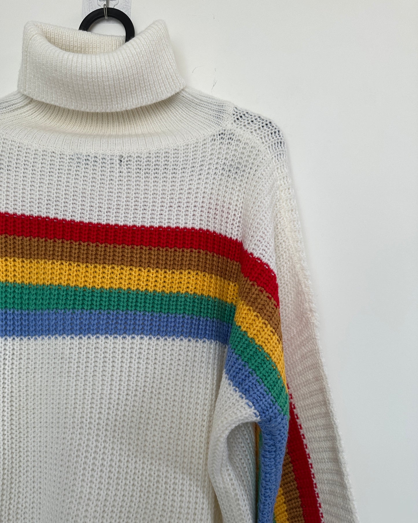 Oversized rainbow white knit sweater