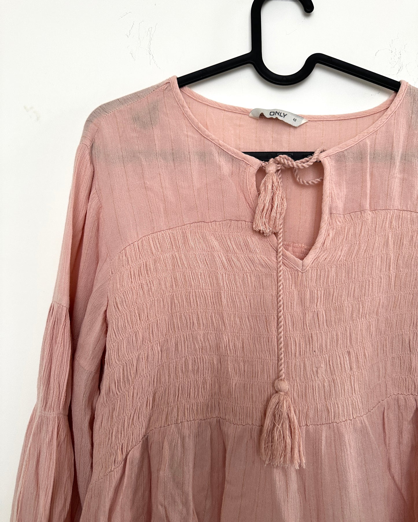 Baby pink shirred top