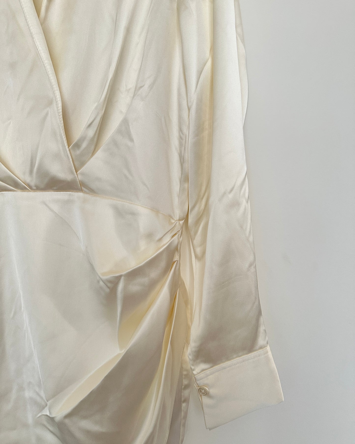 White satin pleated dress