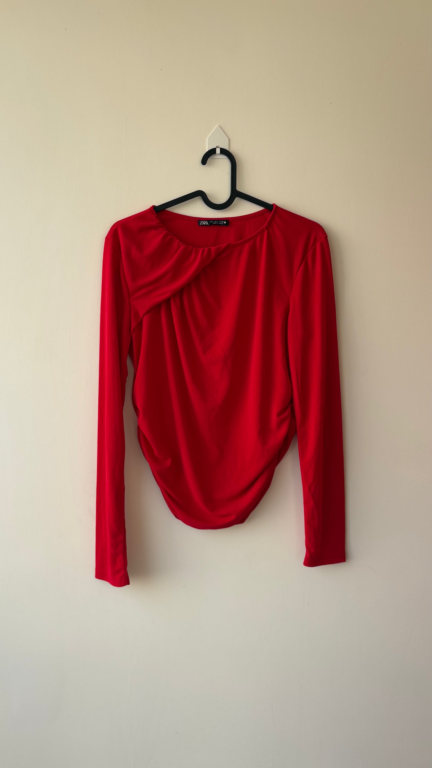 Red ruched zara top