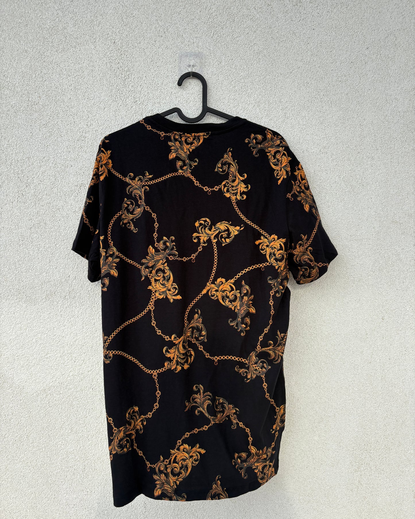 Black with yellow print T shirt