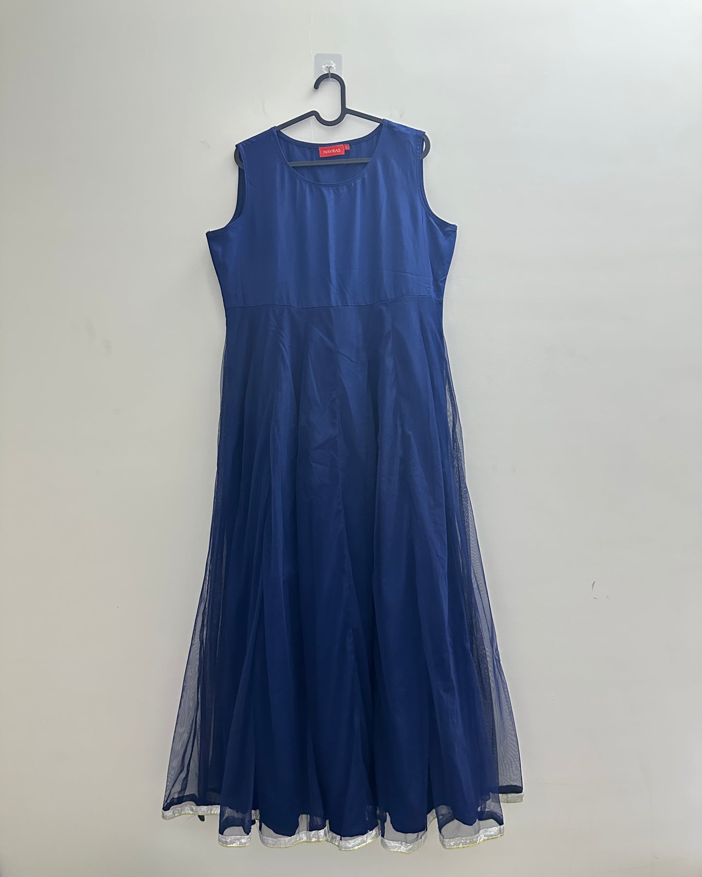 Blue and white festive kurta (2 pcs; with inner)