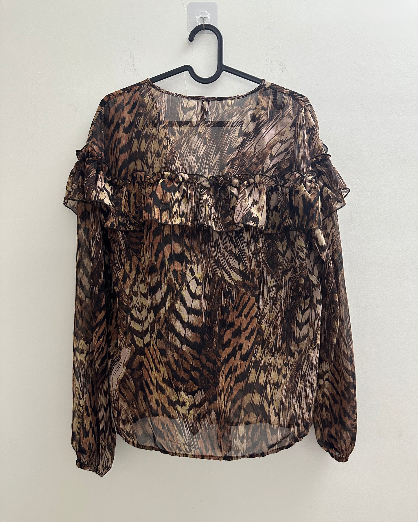 Printed animal print blouse top with frills