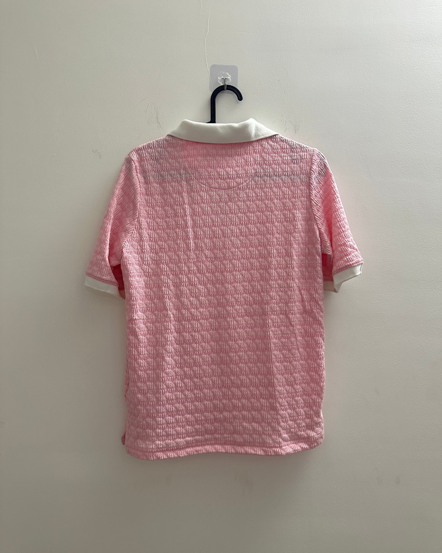 Pink and white collared tee