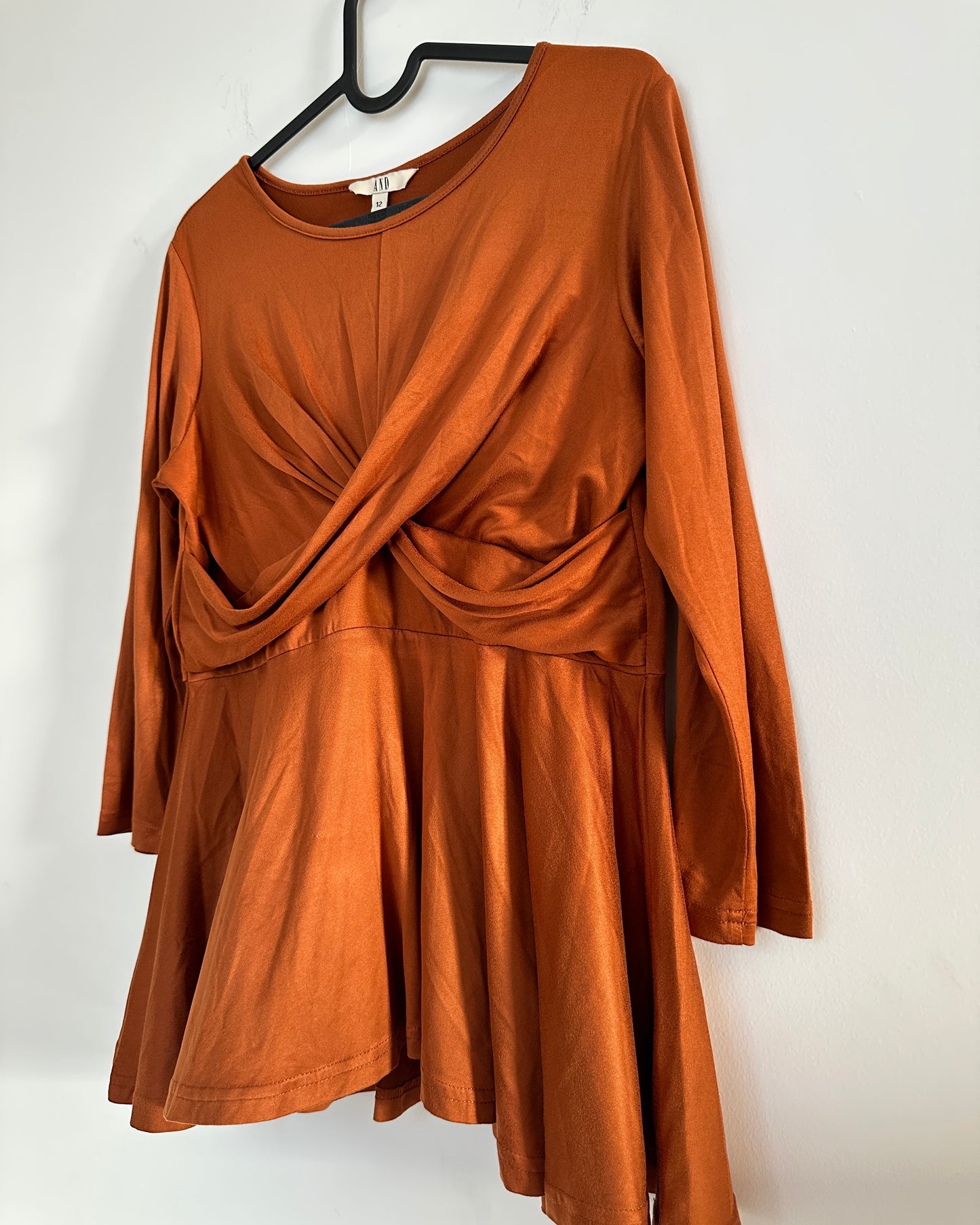 Brown twist overlay top