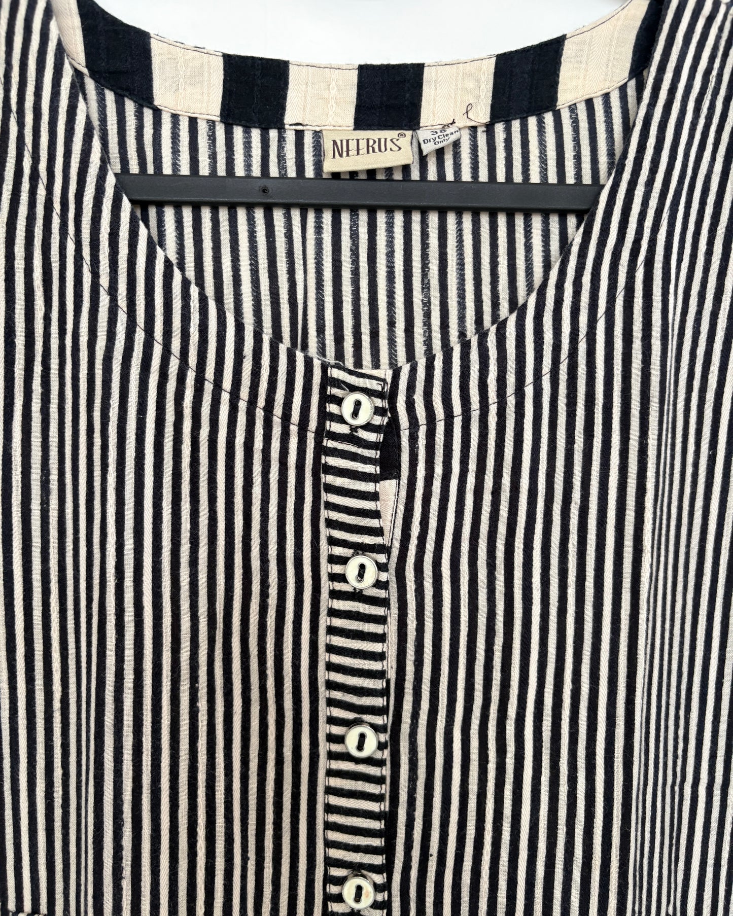 Black and beige striped kurta