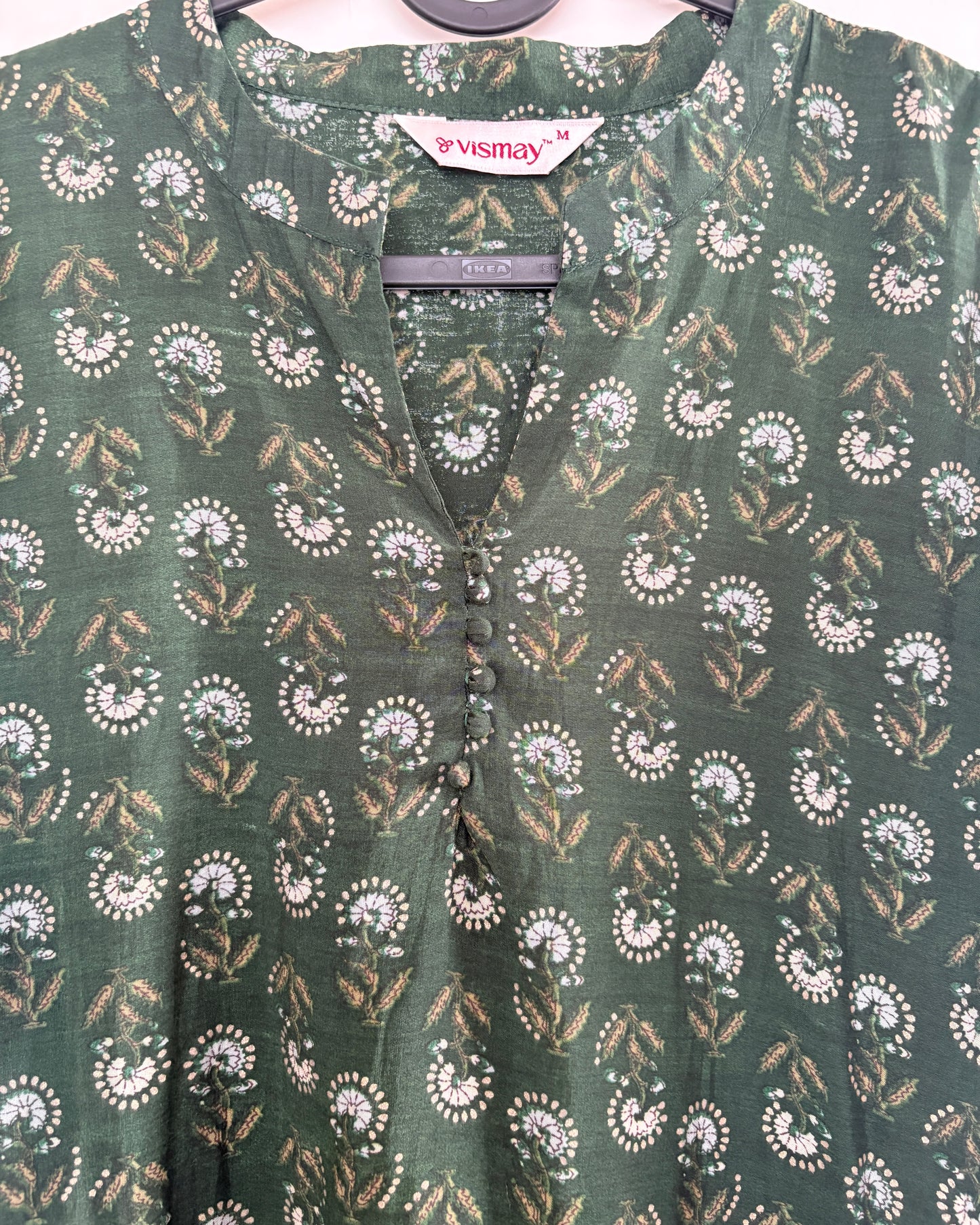 Printed dark green kurta