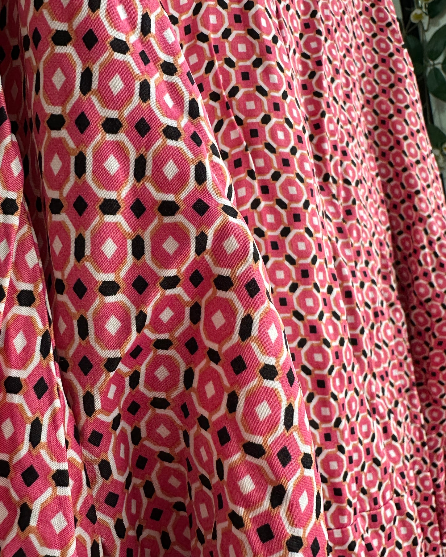 Pink satin geometric design oversized shirt