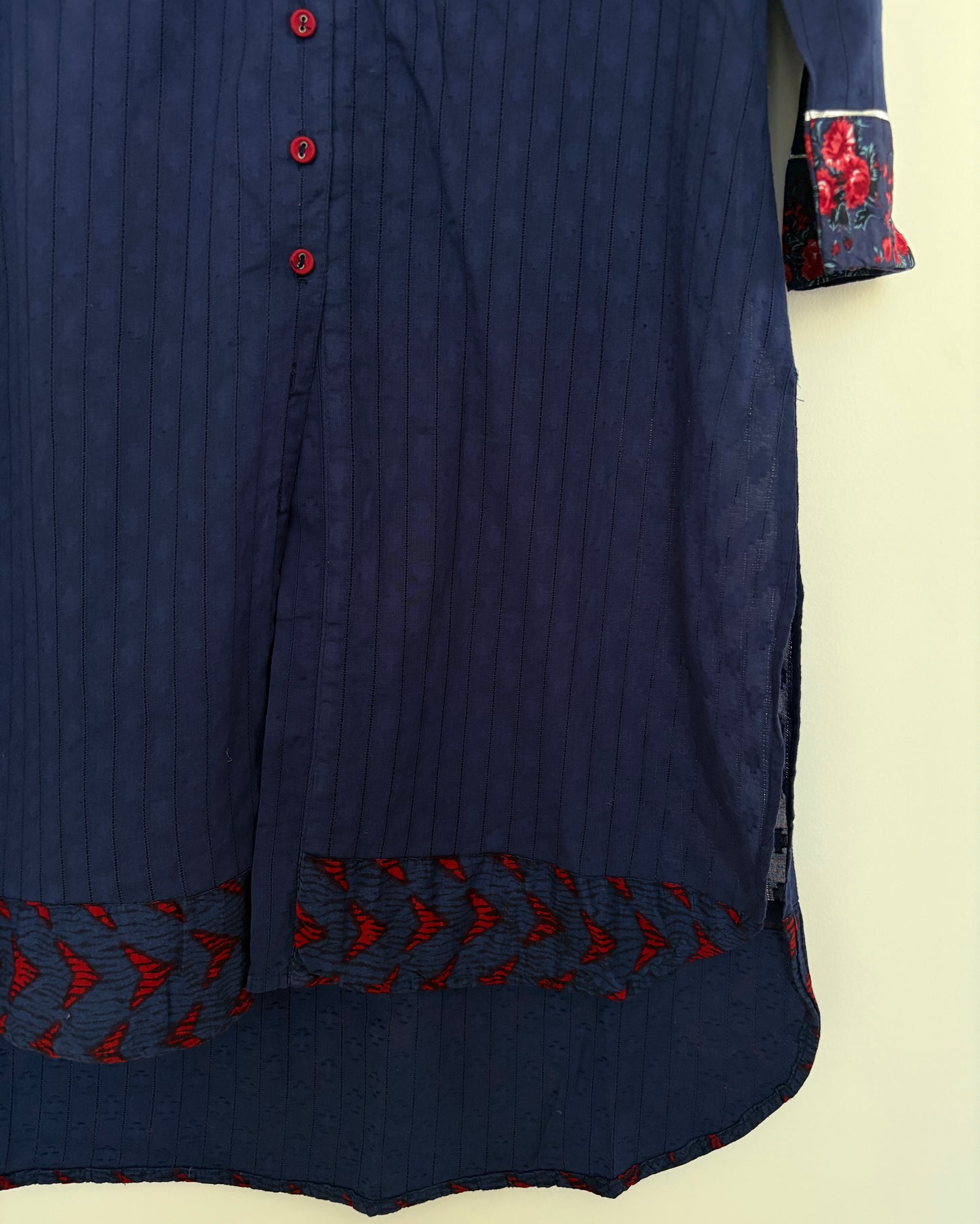 Blue cotton kurta with embroidery