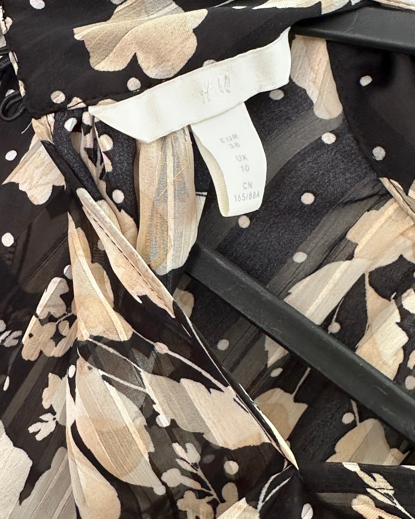 Black and beige floral high neck floral blouse