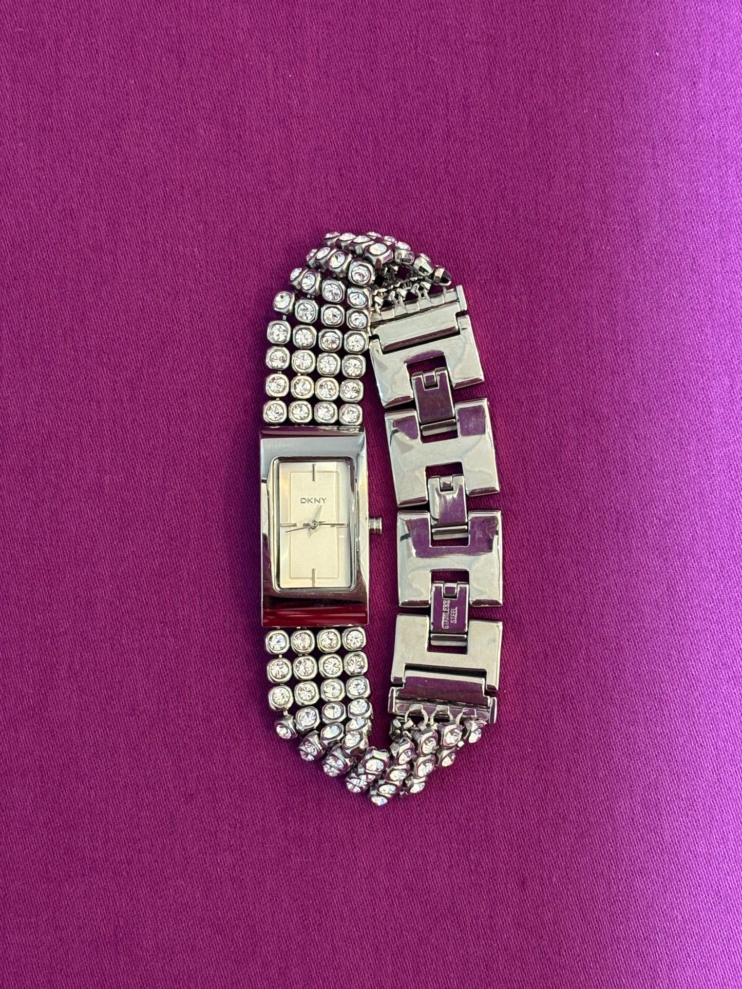 DKNY silver, studded watch