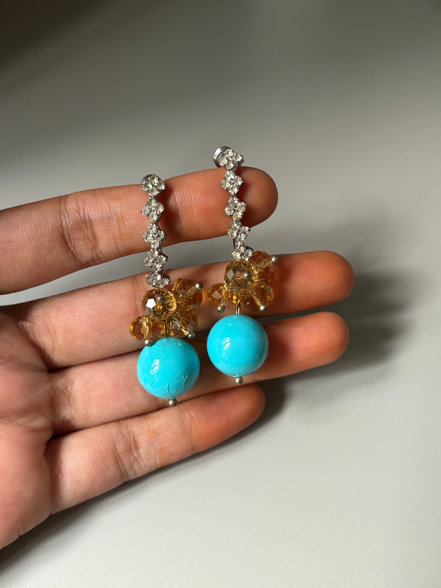 Zircon stone blue drops earring