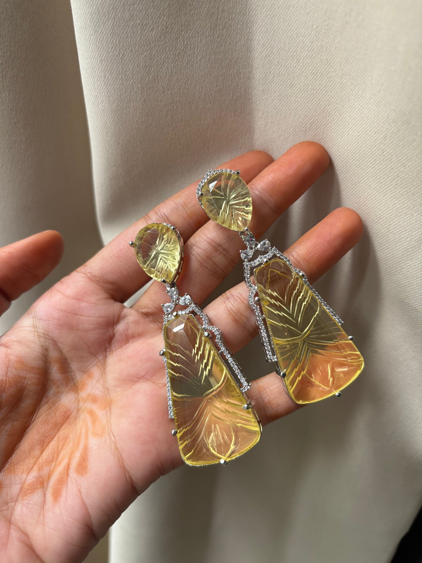 Yellow stone earrings