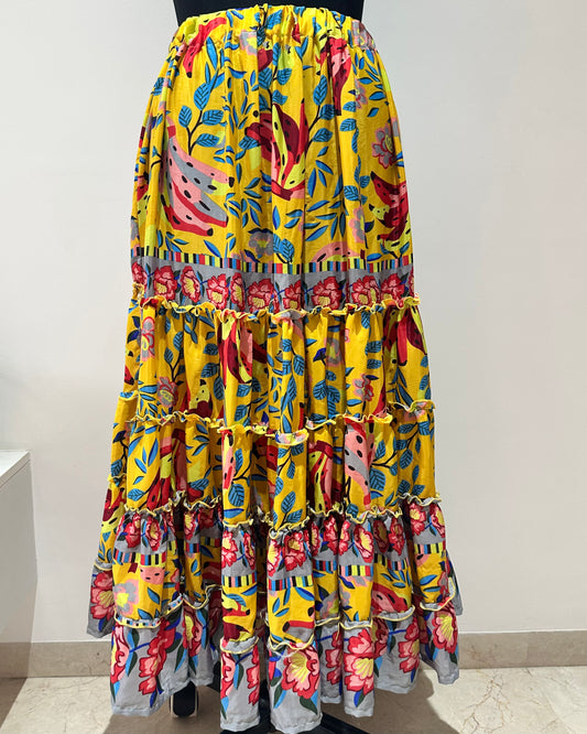 Yellow floral maxi skirt