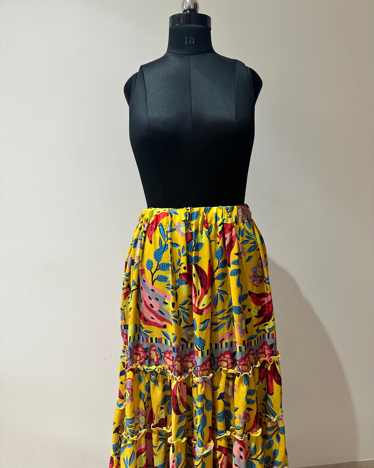 Yellow floral maxi skirt