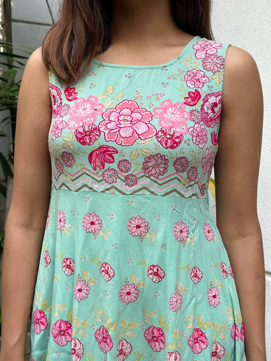 Pastel green floral kurta