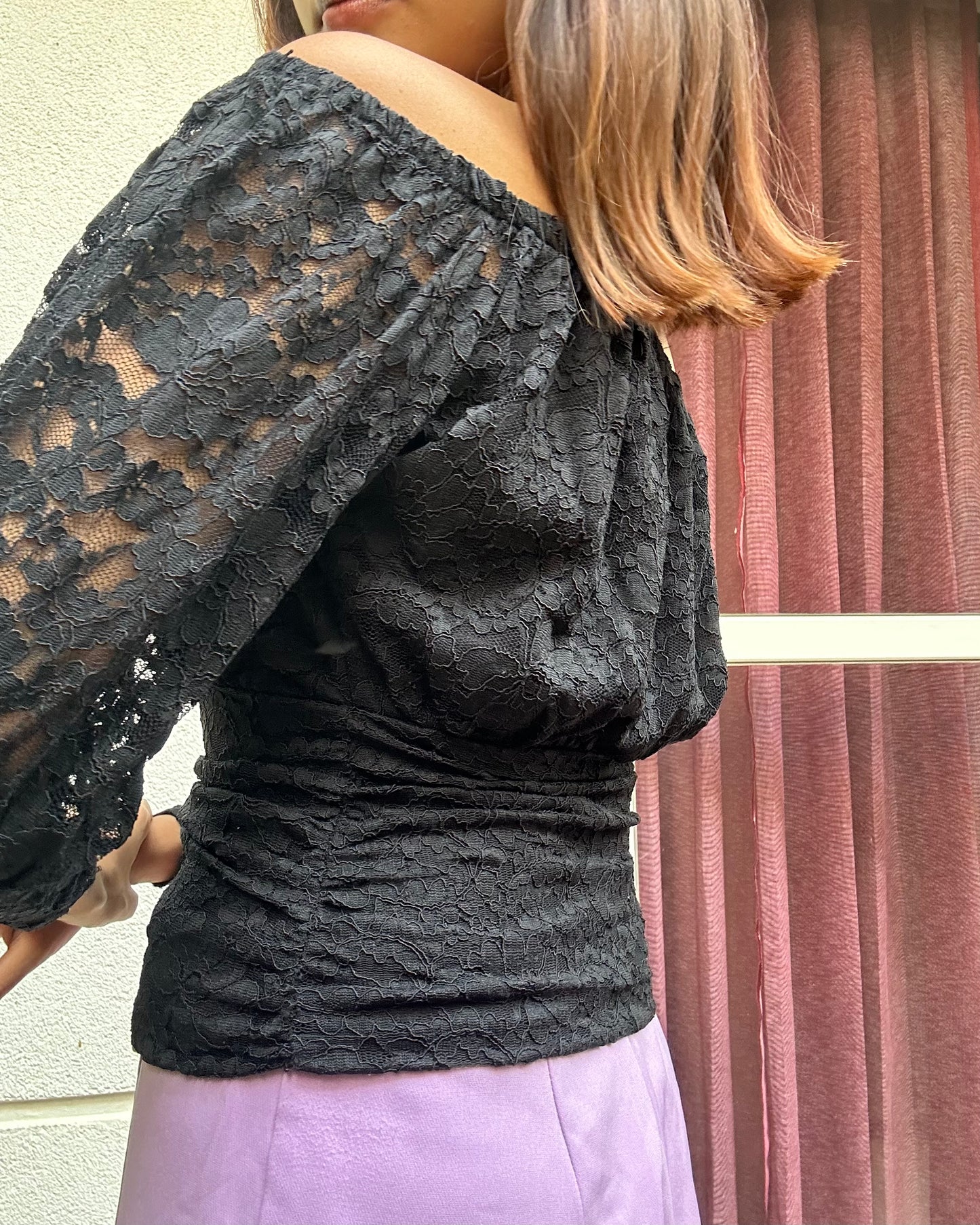 Black lace fitted top