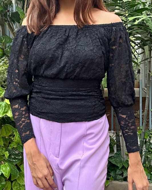 Black lace fitted top